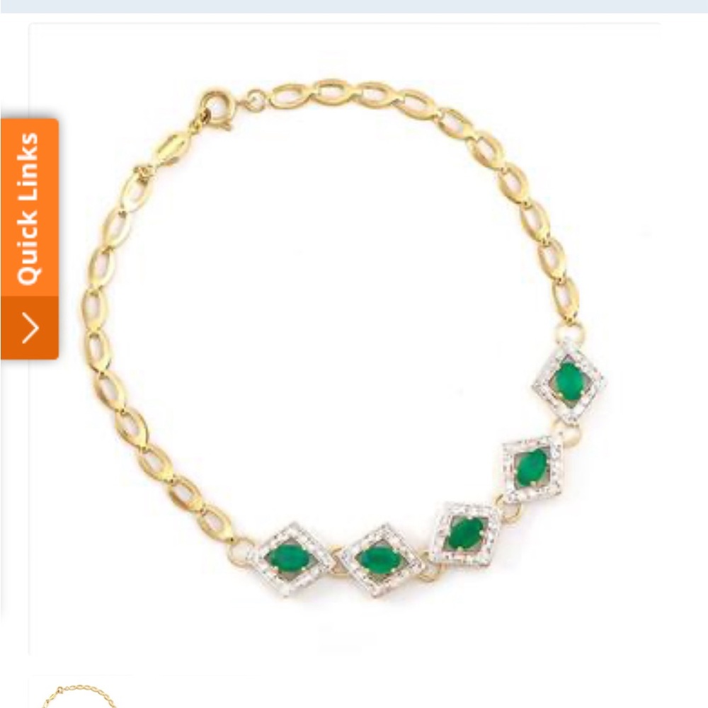 2.21 TW CTS natural green agate and diamond 18k GP bracelet